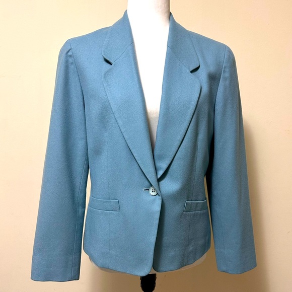 NWOT Pendleton Beautiful Blue Pure Wool One Button Jacket Suit Coat Blazer 8 - Picture 3 of 15